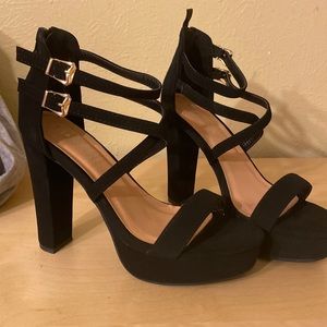Comfortable black suede heels
